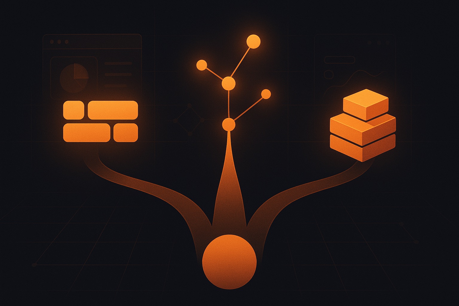 Illustration éditoriale : trois voies pour outiller un organisme de formation — SaaS, no-code et développement sur-mesure